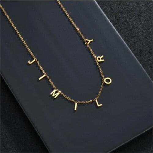 Trendy Name Letters Chokers Necklace For Women Stainless Steel Gold Initial Letter Name Pendant Necklaces Gift
