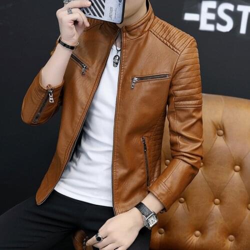 HO new 2022 men leather trend of cultivate ones morality PU leather jacket young handsome joker