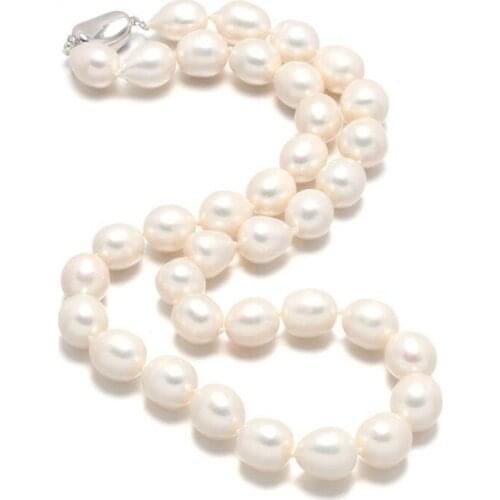 New rice type natural pearl white pink bracelet necklace jewelry for DIY jewelry best birthday gift size 8-9mm