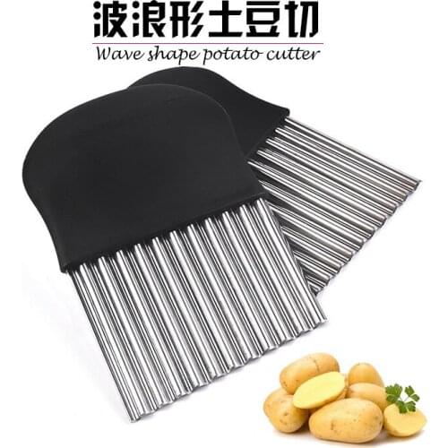 Stainless steel fries cut corrugated slice knife onion potato cut knife creative wave cutter kitchen gadgets 2019 kitchen tool