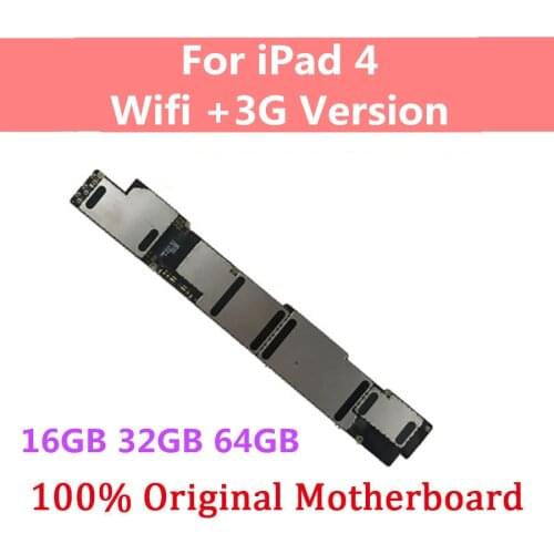 Wifi +Celluar Version For iPad 4 Motherboard Original Unlocked For iPad 4 Logic Board With IOS Good Working Mainboard