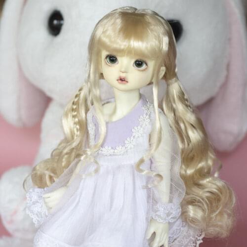 BJD doll wig suitable for 1-3 1-4 1-6 size double ponytail cute wig doll accessories