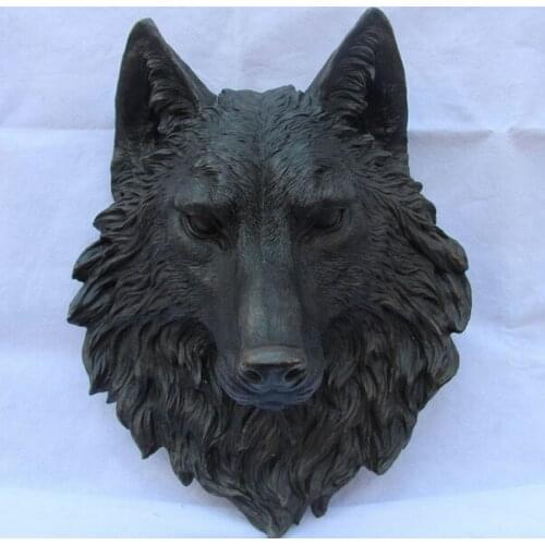 Song voge gem S1619 China Art Decor Bronze Pure Copper Figurine Dog Wolf Head Mask Statue Sculpture