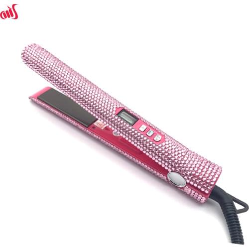 Professional Crystal Hair Flat Iron Titanium Plate Diamond Hair Straightener Crystal Hair Styling Hot Tools with Bling Crystals