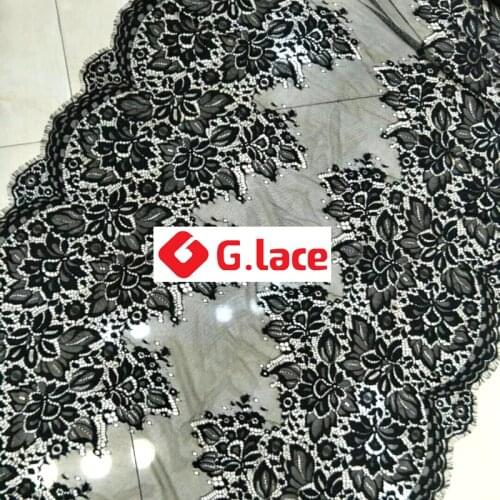 GLace 3M/Lot 40CM wide Off white/Black Embroidery Lace Fabric Skin friendly Soft Summer Dress Lace Fabric TX538