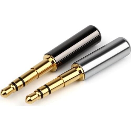 3.5mm Jack Earphone Plug Wire Connector Gold Plated Aluminum Alloy Audio Adapter 3 Poles 4.0mm Headphone Connectors L=41mm