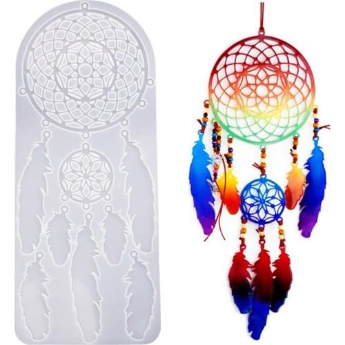 Handmade DIY Wall Decoration Mold Hanging Wall Art Piece Making Tool Resin Crystal Dream Catcher Wall Decoration Mirror Silicone