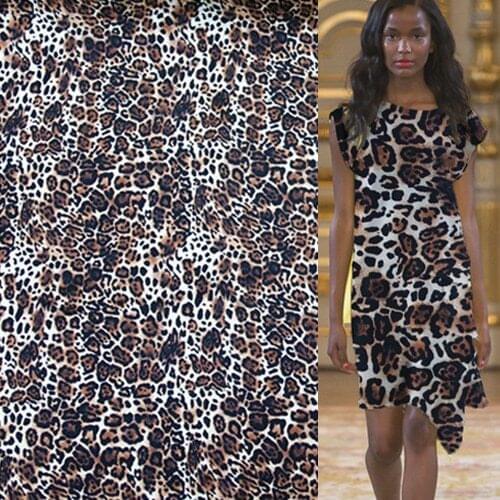 Sexy black and brown leopard print 100% pure silk satin Charmeuse fabric 16momme 113cm,SSC165