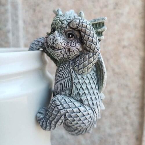 4Pcs/Set Resin Modern Baby Stone Dragon Statue Delicate Dragon Figurine Cute For Porch Fantasy Home Patio Garden Decor