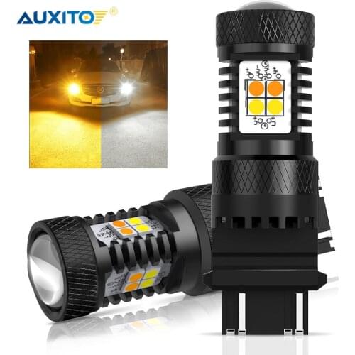 AUXITO 2Pcs 3157 T20 7443 W21/5W W21W LED Canbus Switchback Bulbs For Car DRL Turn Signal Lights Dual Color White and Amber 12V