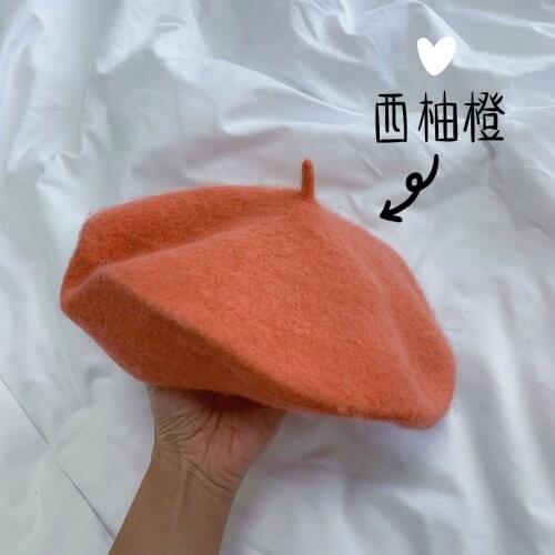 Japanese British Style Retro Girl Warm Painter Lamb Wool Fashion Artist Beanie Beret Celebrity Lady Pumpkin Felt Hat