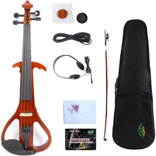 Yinfente 4/4 Electric Silent Violin Silent wooden Hand-made Sweet Tone Free Case+Bow+Cable#EV3