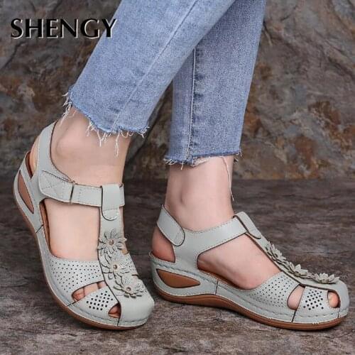 NEW Womens Wedge Gladiator Sandals Women Shoes Peep Toe Bohemia Flip-Flop Ankle Strap Casual Outdoor Hiking Slip on Shoe