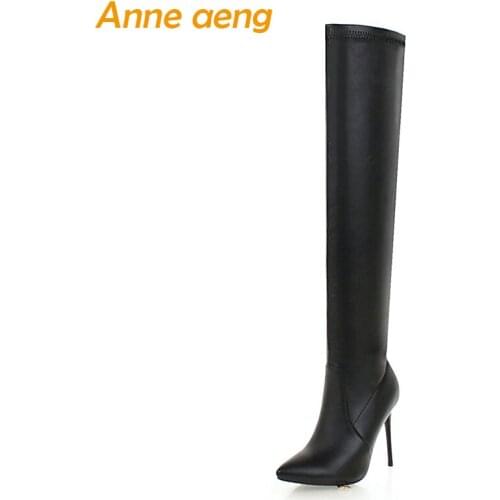 2018 New Winter Women Over-The-Knee Boots High Heel Pointed Toe Zipper Sexy Ladies Women Shoes Black Thigh High Boots Big Size