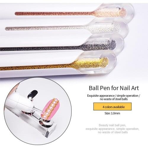 1Pcs Nail art Bullion Pen Steel Pen Tool Pick Up Small Ball Caviar Diameter Steel Beads Accessories Dotting Tool