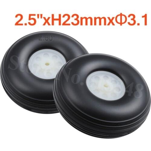 2pcs 2.5"/ 63mm Quality Rubber Tail Wheels Nylon Hub Thickness:23mm Axle hole: 3.1mm RC Airplane Plane Replacement
