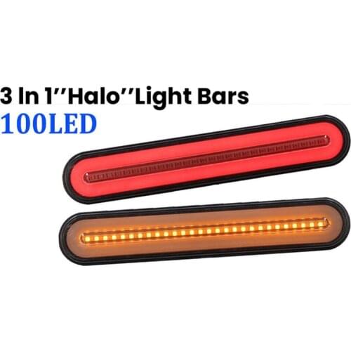 2pcs 12v led trailer lights Waterproof Trailer led lights 3 in 1 Neon Halo Ring Tail Brake Stop Turn Light Flowing Signal Lamp