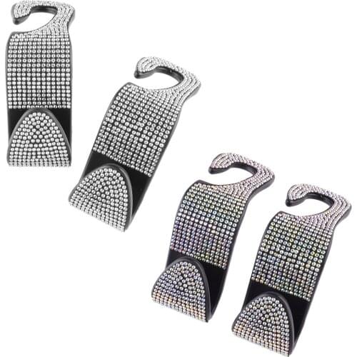 2Pcs Universal Rhinestone Car Auto Seat Back Headrest Hanger Hooks For Bag Purse Clothes Grocery Collection