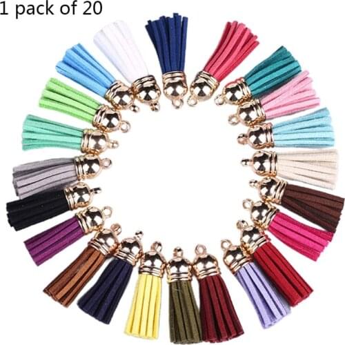 20 Pcs 4cm Tassels Pendants Multi Colors Faux Suede Leather DIY Crafts Accessory A0KD