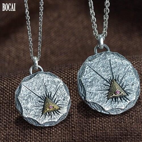 2020 100% New S990 silver new jewelry Thai silver pendant for men fashion wisdom eye round men silver pendant