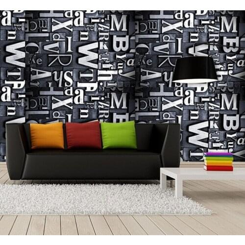 Custom 3D large mural,retro metal texture stereo alphabet ,3D papel de parede for living room sofa TV wall bedroom wallpaper PVC