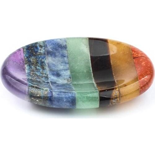 7 Chakra Energy Natural Gem Thumb Concave Smooth Massage Stone Healing Meditation Reiki Crystal Spiritual Therapy Pocket Carry