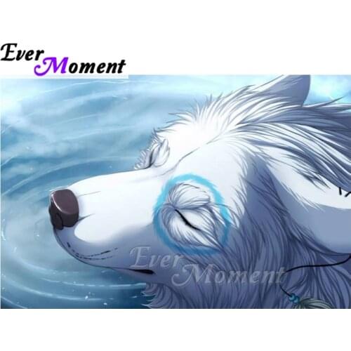 Ever Moment Diamond Painting Wolf Close Eyes Artwork 5D DIY Mosaic Full Square Drill Diamond Embroidery Handmade ASF1866