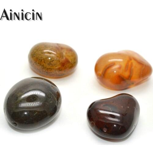 Cobblestone Beads Natural Rock Stone Red Brown Onyx 28mm Nugget Shape 3mm Big Hole Pendant Fit Bracelet Necklace Making 10pcs
