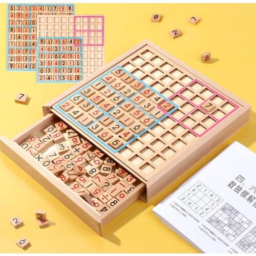 Wood Sudoku Board Puzzle Parent-Child Desktop Game Math Educational Toy Gift