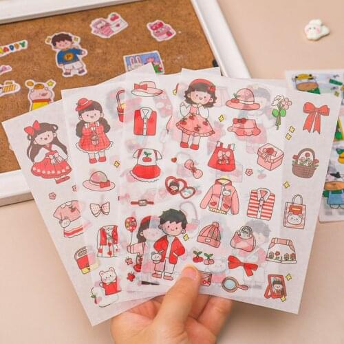 Kids Stickers Girls Heart Daily Series Pink Age Series for Girl Boy Birthday Gift Scrapbooking Teachers Cartoon Toys Stickers