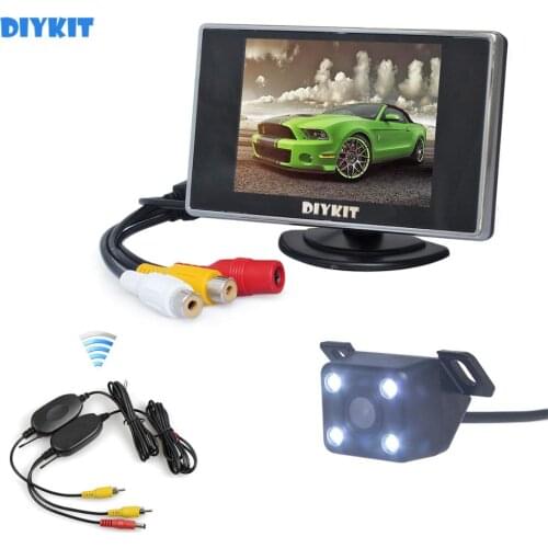 DIYKIT 3.5" Rear view Car Monitor LED Night Vision Reversing Backup Car Camera with Wireless Transmitter Receiver