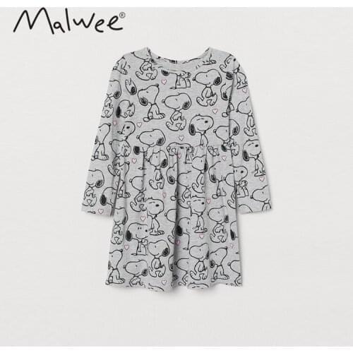 2 3 4 5 6 Y Toddler Girl Dress Fashion Casual Cartoon Dog Print Cotton Dress for Girls Child Clothes Baby Kids Regular Dresses