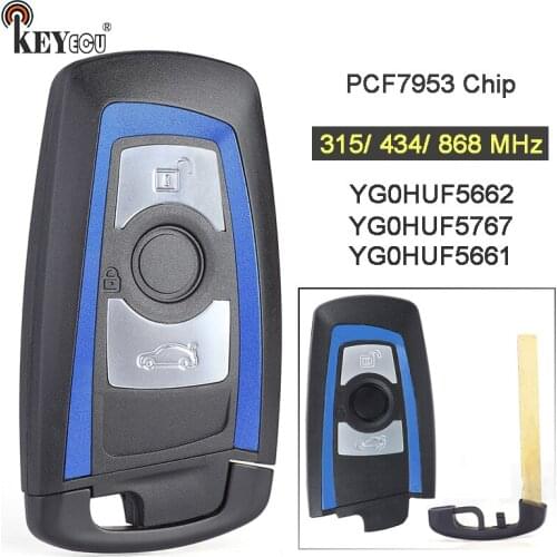 KEYECU 315/434/868MHz PCF7953 Chip CAS4+/FEM Replacement 3 Button Remote Key Fob for BMW 1 2 3 4 5 6 7 Series X3 M2 Blue