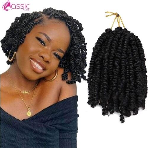 CLASSIC PLUS Fluffy Spring Twist Crotchet Hair Extensions Crochet Braids Ombre Black Brown Hair For African American Black Women