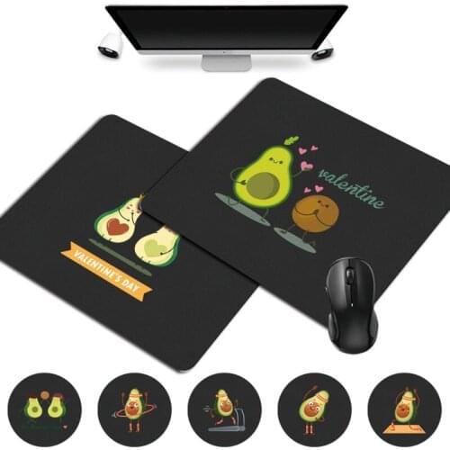 Computer Mouse Pad Anti-slip Gaming Mouse Mat Small Size 25x21cm PU Leather Avocado Pattern Print Series Waterproof Mousepad