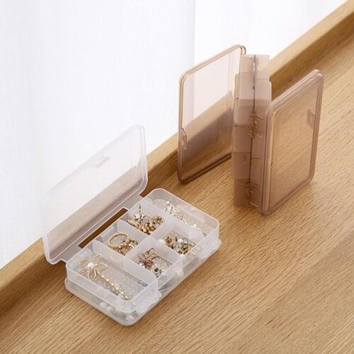 Mini Double-layer Jewelry Box 10 Grids Plastic Transparent Earrings Storage Holder