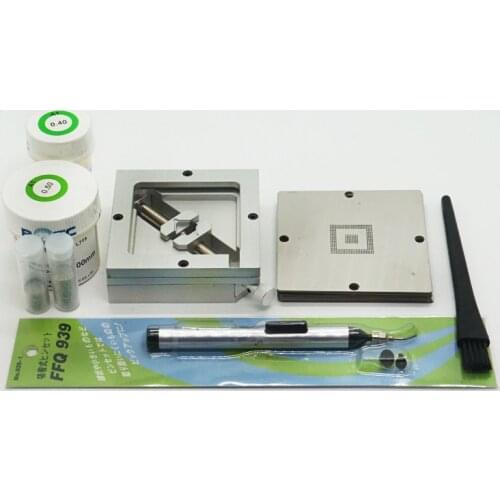 Silvery 90MM Reballing Jig 29Pcs Universal BGA Stencils Kit 250K 25K Solder BallS ESD Brush 15MM Vacuum Suction Pen-FFQ-939