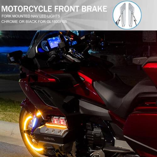 New For Honda Goldwing GL1800 F6B 2018-UP Motorcycle Front Brake Fork Mounted NAV LED Lights in Chrome or Black 2019 2020