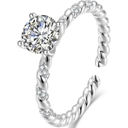 New 925 Sterling Silver Ring Micro-Inlaid Simulation Diamond Ring Female Charm Jewelry Gift