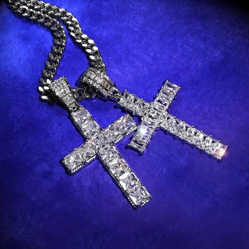 Cross Pendant Necklaces For Men Women Gifts 2 Styles Geometric Zircon Necklaces Hip Hop Jewelry