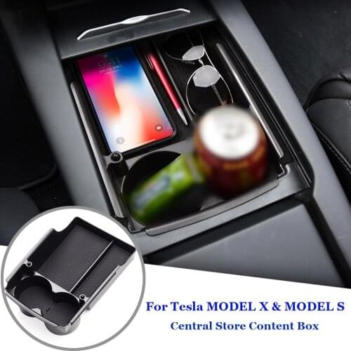 For Tesla MODEL X & MODEL S Car Center Console Tray Armrest Storage Box Stowing Tidying Case Organizer Phone Card Drink Bottle