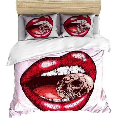Red Lip Skull Quilt Cover 3d Printed Down Quilt Cover Girls Bedroom Decorative Bed Linen Set Queen King Double Bedclothes
