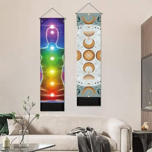 Hanging Painting Seven Chakras Hanging Paintings Wall Art Bohemian Cotton Linen Tapestries for Bedroom Living Room Home Decor