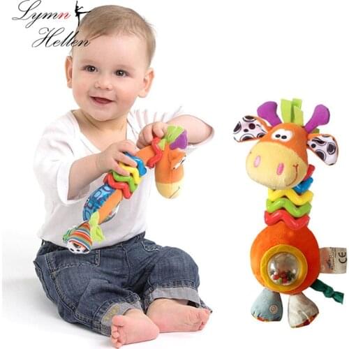 Infant Baby Rattle Animals Hand Grasp Appease Spinning Lovely Giraffe Handle Turn bead Ringing Developmental infant Toy