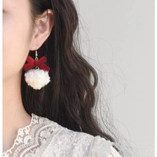 Earrings for Women 2020 Velvet Bow Earrings Winter New Plush Earrings Ear Clips for Christmas WAS10216
