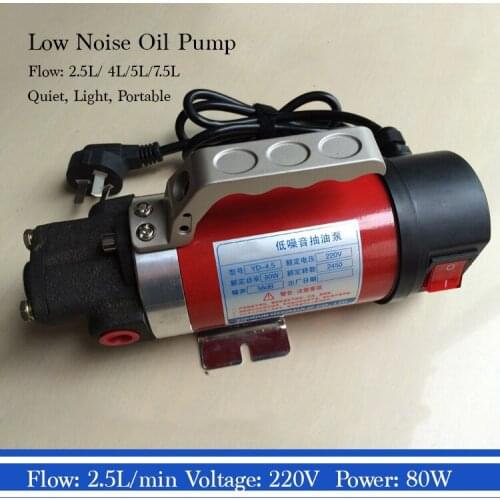 220V 80W Gear Oil Machine Oil Suction Refuel Oil Pump Electrical Gear Oil Pump 5L/min With Regulating Valve