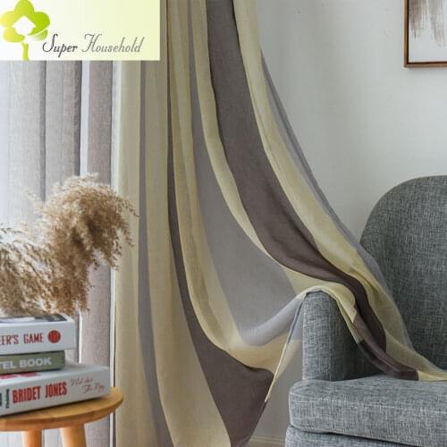 2018 New Rushed Cortinas Dormitorio Curtains Modern Blue/coffee Flax For Bedroom Luxury Tulle Window Sheer Treatments Drapes