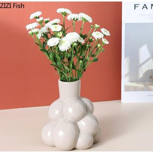 Creative Grape Shape Ceramic Vase Flower Arrangement Dried Flower Art Living Room Decoration Abstract Irregular Hydroponic Vase
