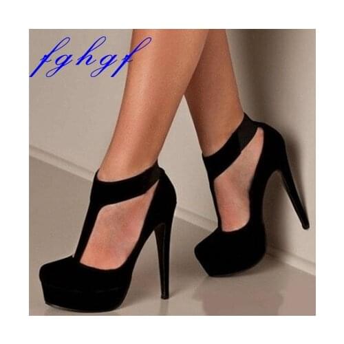 Fghgf New Womens Pumps heels, 12.5cm high, black and rose-red, are available for banquets and nightclubs