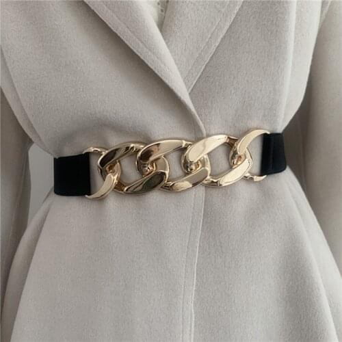 Gold Chain Belt Elastic Silver Metal Waist Belts For Women High Quality Stretch Cummerbunds Ladies Coat Ketting Riem Waistband